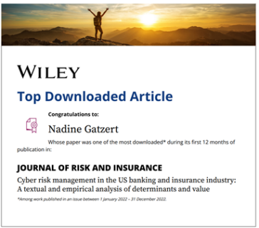 Zum Artikel "Top Downloaded Article im „Journal of Risk and Insurance”"