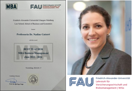 Zum Artikel "Frau Prof. Gatzert ausgezeichnet mit dem „Best Teacher Award“ des MBA Business Management"